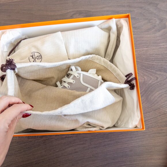 NEW Hermes Women's Get Up Sneakers Canvas Gray, Size EU 38 - Picture 6 of 11